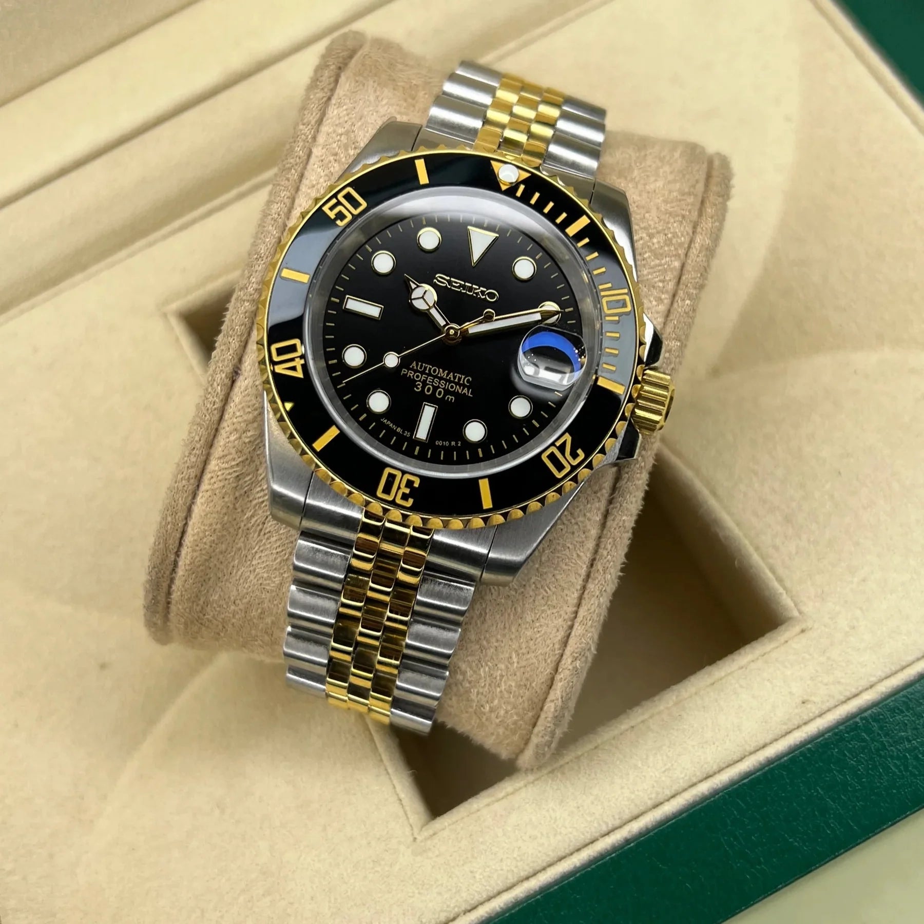 Custom Watch Seimariner Silver - Gold