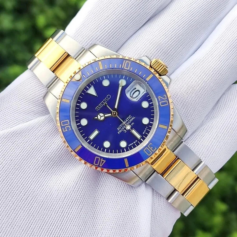 Custom Watch Seimariner Blue Gold