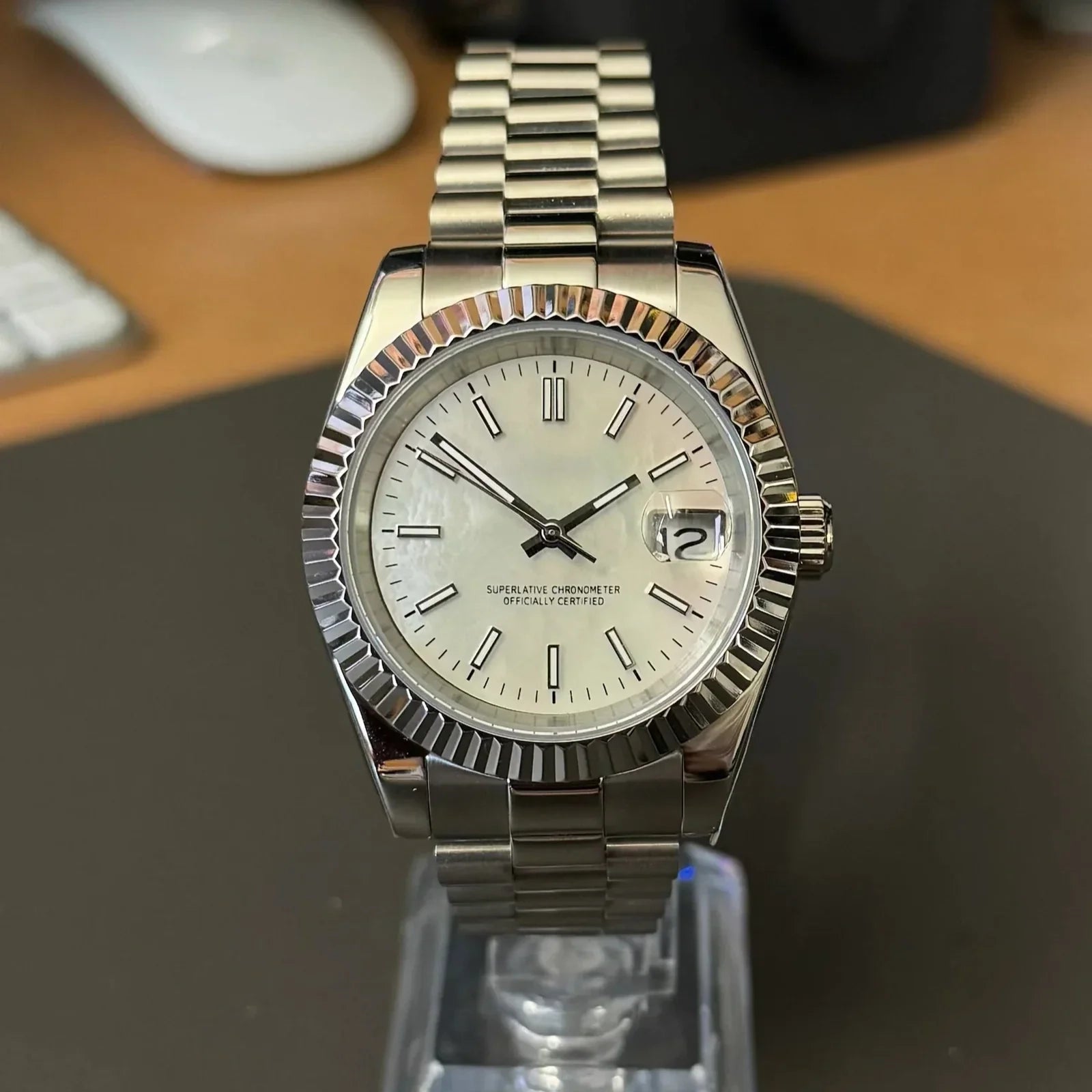 Custom Watch Heritage Automatic Steel Pearl Dial