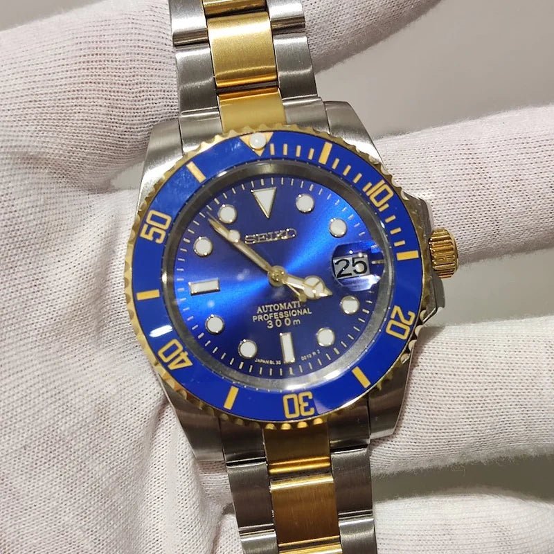 Custom Watch Seimariner Blue Gold
