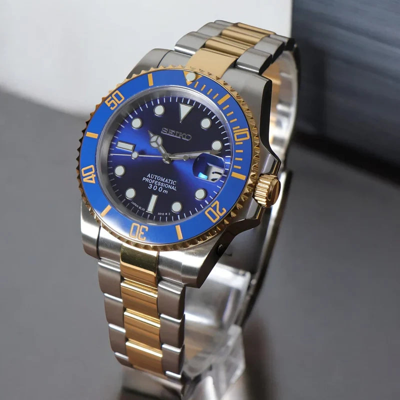 Custom Watch Seimariner Blue Gold